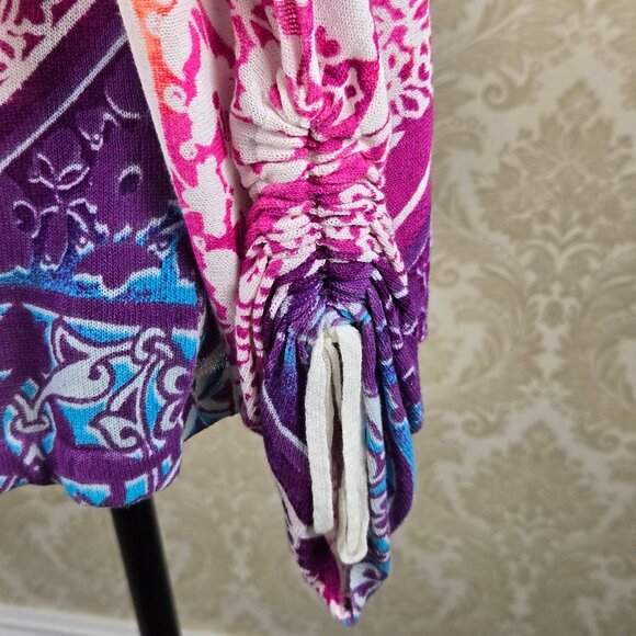 Chico's Size 1 (US Med) Multicolor Open Front Cardigan Long Sleeve Tie Detail - Picture 6 of 11